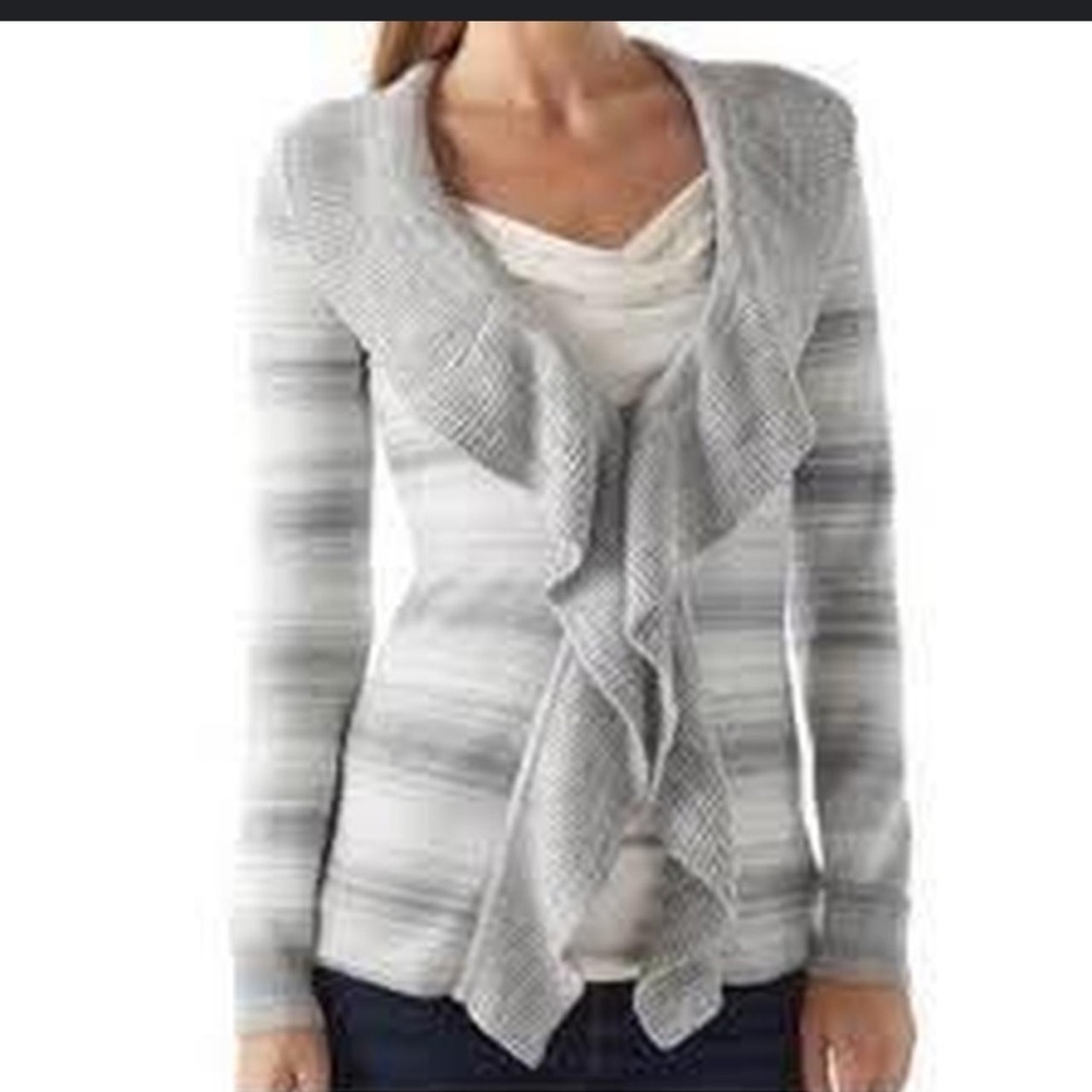White House Black Market Silver Shimmery Cardigan Sweater Size Small